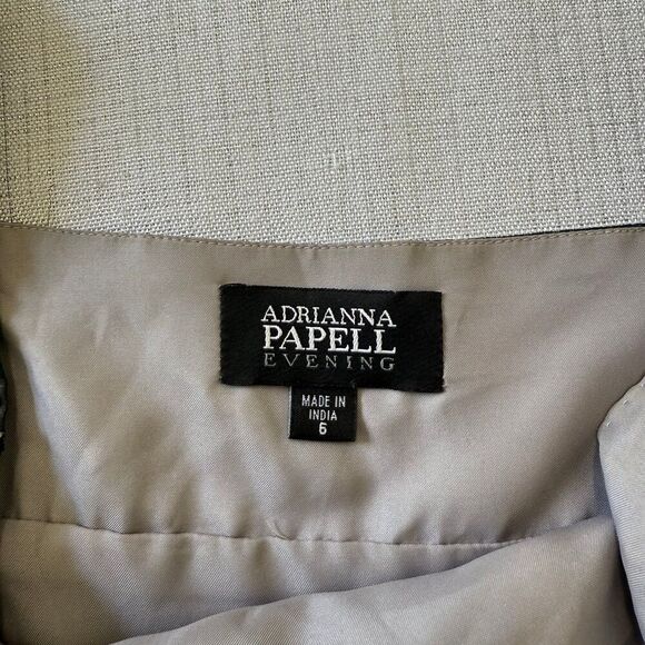 Adrianna Papell Navy Silk Pleated Babydoll Beaded Whimsigoth Grunge Prom Gown 6 - Picture 4 of 13